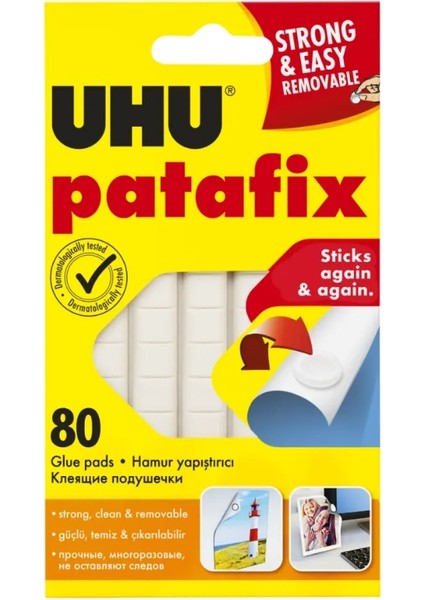 | Patafix Beyaz Yapışkan Hamur, 80 Adet, Çıkarılabilir ve Tekrar Kullanılabilir