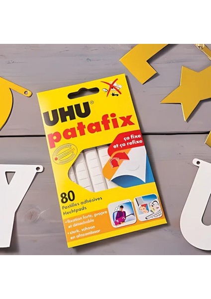 | Patafix Beyaz Yapışkan Hamur, 80 Adet, Çıkarılabilir ve Tekrar Kullanılabilir
