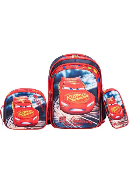 Üçlü Karikatür Okul Çantası Seti (Yurt Dışından)