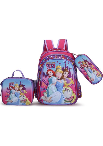 Üçlü Karikatür Okul Çantası Seti (Yurt Dışından)