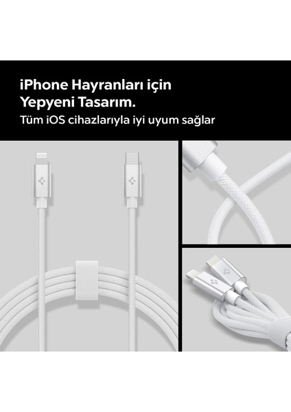 ArcWire USB-C to Lightning (2 Metre) Hızlı Şarj/Data Kablosu MFI Lisanslı DuraBend PB2200 White - ACA04467