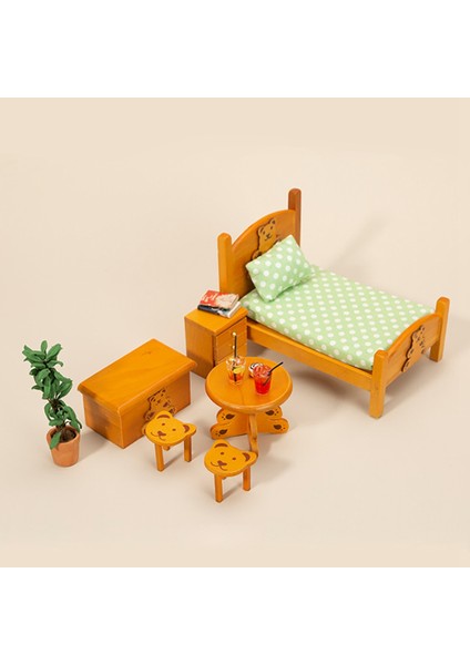 1/12 Minyatür Dollhouse Mobilya Ahşap Ayı Masa Yatak Odası Mobilyası Seti Simülasyon Oyuncak Dollhouse Dekorasyon, Pembe (Yurt Dışından) indirimleri