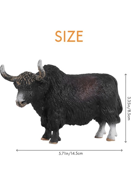 14.5x3.5x8.5 cm Klasik Siyah Yak Hayvanlar Aksiyon Figürleri Sığır Boğa Öküz Heykelcik Pvc Sevimli Gerçekçi Model Oyuncak (Yurt Dışından)