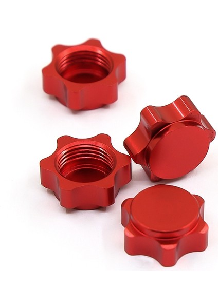 Adet Alüminyum Jant Göbeği Kapağı Anti-Toz Kapağı 17MM Altıgen Somun 1/8 Rc Araba Için, Kırmızı (Yurt Dışından)