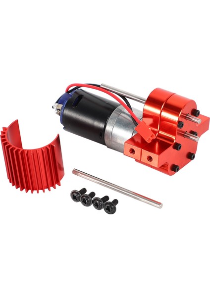 370 Fırçalanmış Motor + Alaşımlı Isı Emici Dişli Kutusu Seti Çelik Dişlilerle Wpl Henglong C14 C24 B14 B24 B16 B36 4x4 6x6 Yükseltilmiş Parçalar, Kırmızı (Yurt Dışından)
