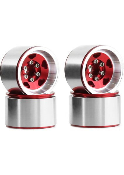4 Adet 1.0 Inç Alüminyum Alaşımlı Beadlock Tekerlek Göbeği Jantları Rc Paletli Araba Eksenel SCX24 1/18 TRX4M Tekerlekler Parçaları, Kırmızı (Yurt Dışından)
