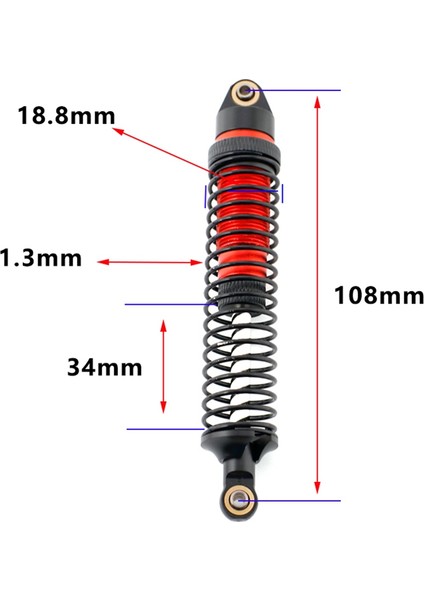 Adet 108MM Metal Amortisör Eksenel SCX10 Capra Wraith Traxxas Trx4 Redcat Gen8 YK4082 1/10 Rc Paletli Araba Parçaları, 3 (Yurt Dışından)