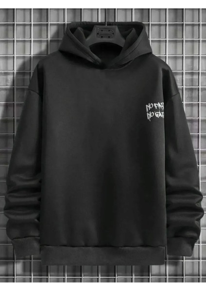Unisex No Pain Sırt Baskılı Oversize Kapşonlu Sweatshirt