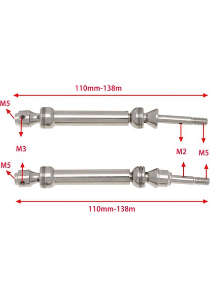 Traxxas 1/10 Slash 4x4 Huanqi 727 Dağ Sıçan Metal Ön ve Arkadan Çekişli Motosiklet Mili Spline Cvd, Gümüş (Yurt Dışından) modelleri