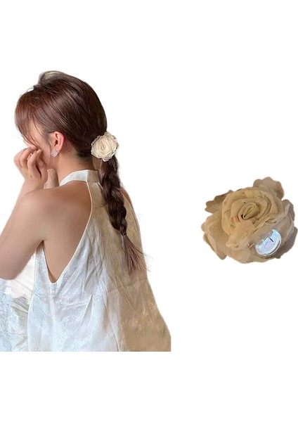 Kumaş Çiçek Köpekbalığı Klipsi Saç Tokası (Yurt Dışından)