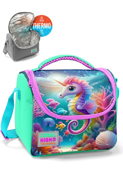 Kids Mavi Su Yeşili Denizatı Desenli Thermo Beslenme Çantas 11788 fiyatları