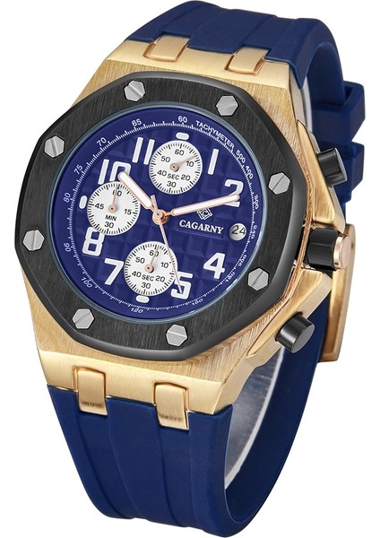 6867 Altı Iğneli Kuvars Erkek Spor Saat Pembe Altın + Mavi Altın + Mavi (Yurt Dışından) fiyatları