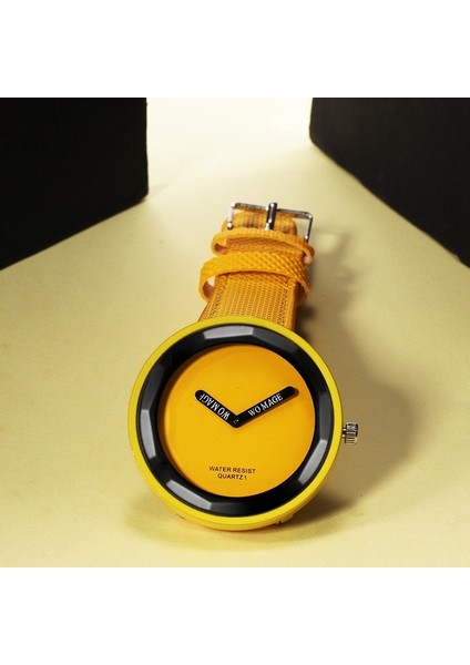 Basit Stil Yuvarlak Kadran Mat Deri Kayış Kuvars Saat Sarı Sarı (Yurt Dışından) fırsatları