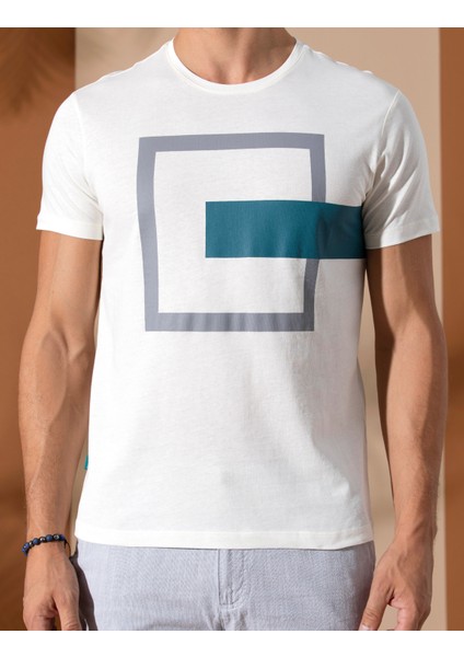 Erkek Yeşil Slim Fit Bisiklet Yaka Tişört 50264192-VR055