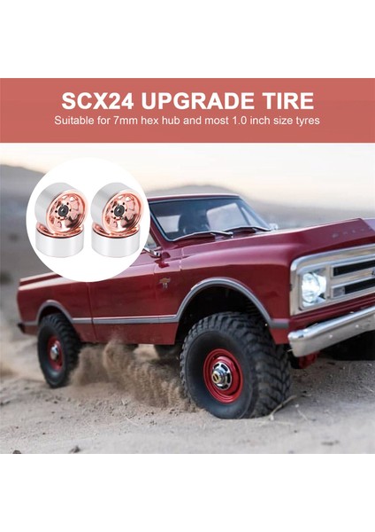 Çelik 1.0 Beadlock Jant Tekerlek Hub 1/24 Rc Paletli Araba Eksenel SCX24 Sürgü C10 Jeep Gladyatör Bronco, Bakır (Yurt Dışından) fırsatları
