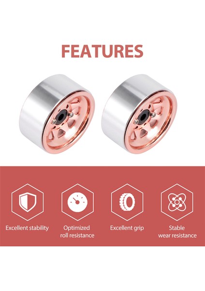 Çelik 1.0 Beadlock Jant Tekerlek Hub 1/24 Rc Paletli Araba Eksenel SCX24 Sürgü C10 Jeep Gladyatör Bronco, Bakır (Yurt Dışından) indirimleri