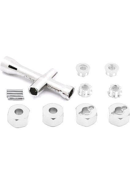 4 Adet 12MM Alüminyum Çoğaltıcı Kaymaz Somun Altıgen Tekerlek Hub Seti 1/16 Slash E-Revo Rc Araba Yükseltme Yedek Parça Gümüş (Yurt Dışından)