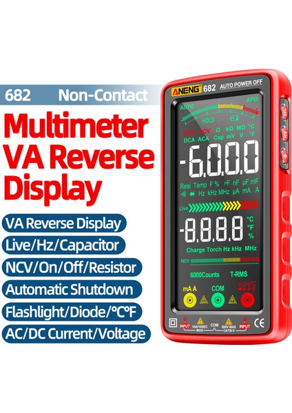 Aneng 682 Şarj Edilebilir Yanmaz Va Ekranlı Dijital Multimetre El Fenerli (Yurt Dışından) modelleri