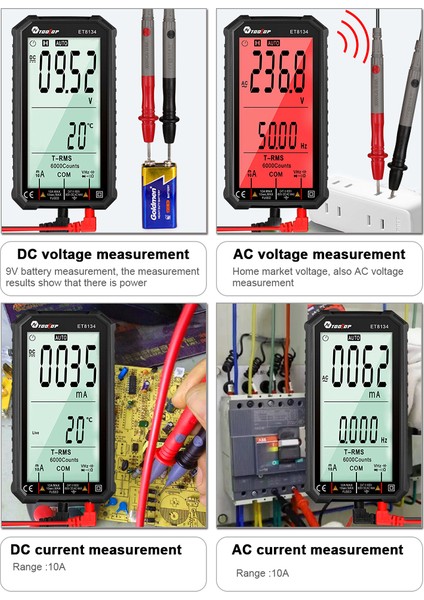 ET8134 Multimetre 4,7 Inç Hd LCD Taşınabilir Çok Fonksiyonlu Arka Aydınlatmalı (Yurt Dışından) indirimleri