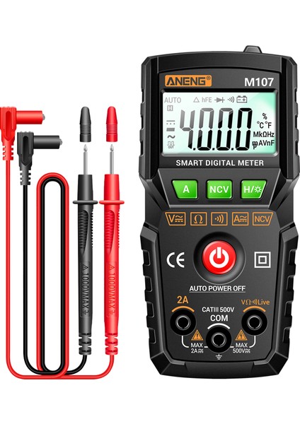 Aneng M107 Dijital Multimetre 4000 Sayım Ncv Ac/dc Voltaj Akım Test Cihazı (Yurt Dışından)