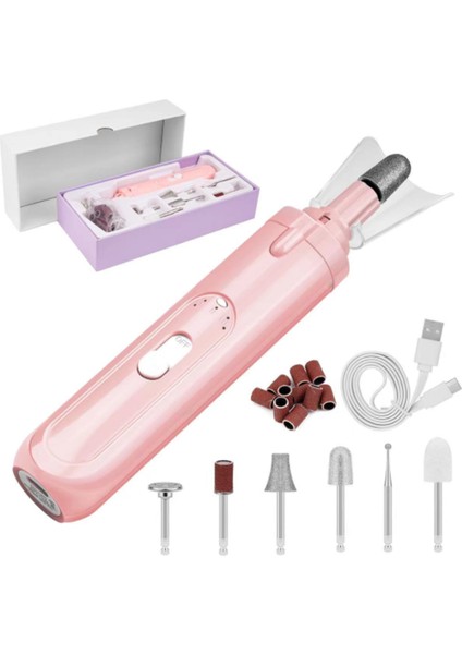 Taşınabilir USB Şarjlı 6 Uçlu Jel ve Akrilik Tırnak Törpü Seti (Yurt Dışından)