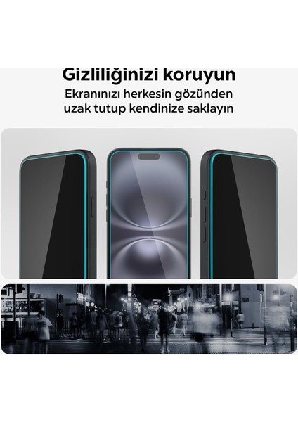 iPhone 16 / 15 Hayalet Cam Ekran Koruyucu Kolay Kurulum GLAS.tR EZ Fit Privacy HD (2 Adet) - AGL06905