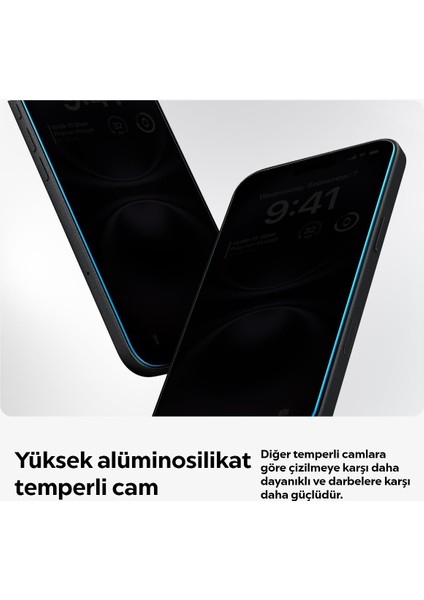 iPhone 16 / 15 Hayalet Cam Ekran Koruyucu Kolay Kurulum GLAS.tR EZ Fit Privacy HD (2 Adet) - AGL06905