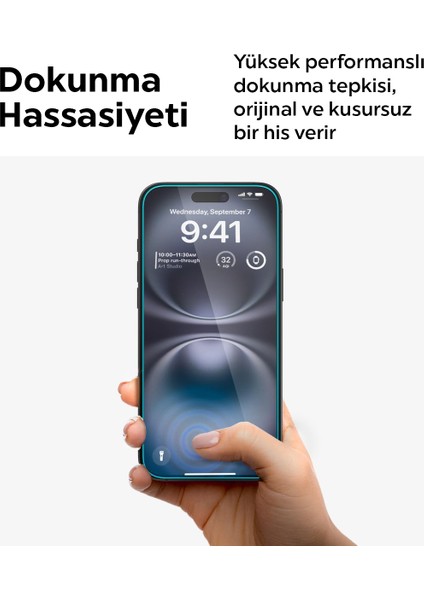 iPhone 16 / 15 Hayalet Cam Ekran Koruyucu Kolay Kurulum GLAS.tR EZ Fit Privacy HD (2 Adet) - AGL06905