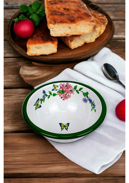 13 No Emaye Kase, Tabak, Çeyiz, Çukur Tabak, Çorba Kase, Mama Tabağı 13 cm