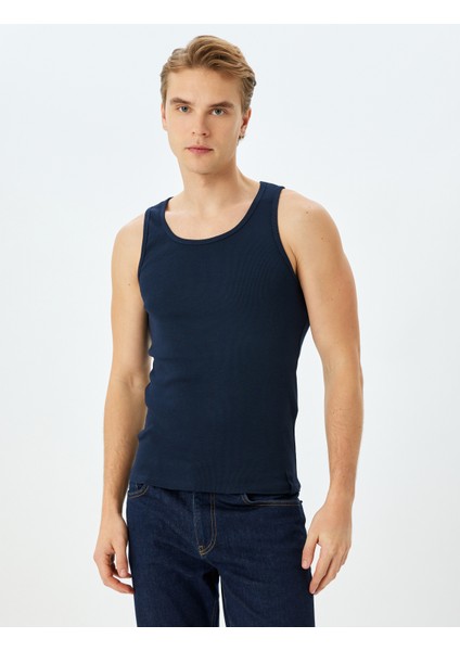 Bisiklet Yaka Slim Fit Kolsuz Basic Atlet
