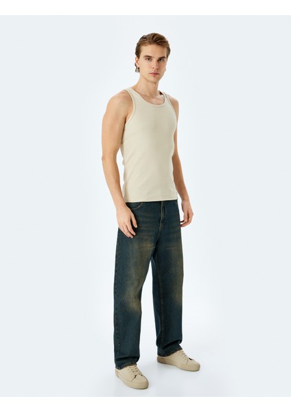 Bisiklet Yaka Slim Fit Kolsuz Basic Atlet