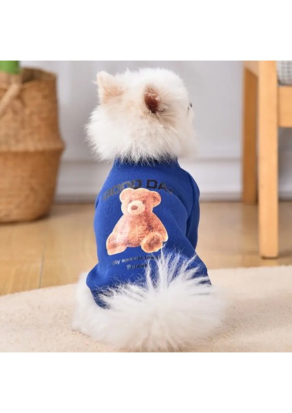 Kedi Köpek İçin Ayıcıklı Mavi Sweatshirt