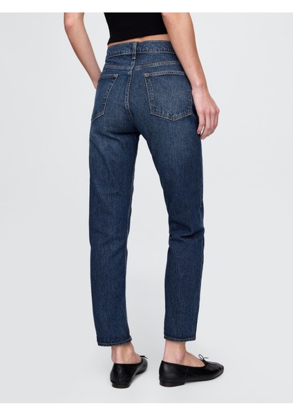 Kadın Mavi High Rise Cheeky Straight Washwell Jean Washwell