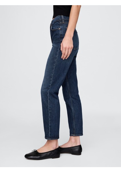 Kadın Mavi High Rise Cheeky Straight Washwell Jean Washwell