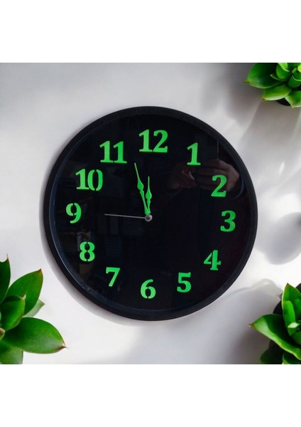 Fosforlu Siyah Salon Ofis Duvar Saati Çap 36 cm Plastik fiyatları
