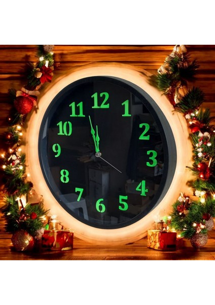 Fosforlu Siyah Salon Ofis Duvar Saati Çap 36 cm Plastik modelleri
