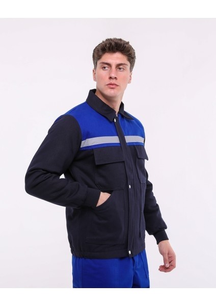 Saks Mavi Robalı Kapitoneli Lacivert 7/7 Gabardin Kışlık Iş Montu