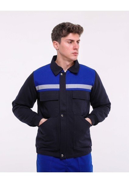 Saks Mavi Robalı Kapitoneli Lacivert 7/7 Gabardin Kışlık Iş Montu