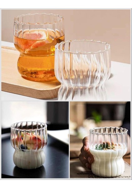 - Isıya Dayanıklı Borosilikat 4 Adet Bardak Meşrubat Kokteyl Kahve ve Sunum Bardağı