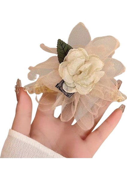 Kumaş Çiçek Köpekbalığı Klipsi Saç Tokası (Yurt Dışından)