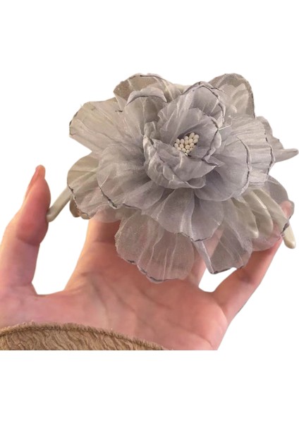 Kumaş Çiçek Köpekbalığı Klipsi Saç Tokası (Yurt Dışından)