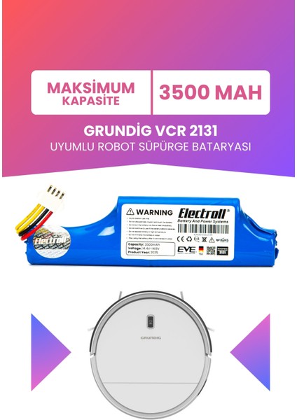 Grundig Vcr 2131 Uyumlu Batarya (Maksimum Kapasite) 3500MAH Pil Robot Süpürge Bataryası Değişimi