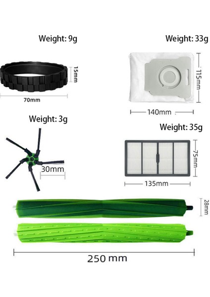 Irobot Roomba Süpürme Robotu Aksesuarları Için Uygun S9 S9+ Ana Fırça Yan Fırça Filtresi Toz Torbası Kemer (Yurt Dışından)