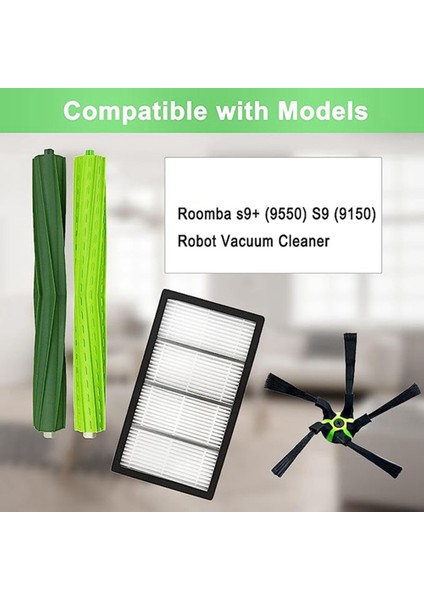 Irobot Roomba Süpürme Robotu Aksesuarları S9 S9+ Için Uygun Ana Fırça Yan Fırça Filtre Temizleme (Yurt Dışından)