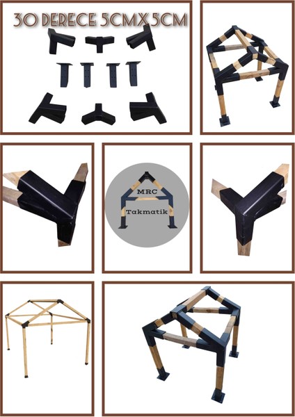 Mrc Takmatik Ahşap Pergola Kamelya Çatı Montaj Aparatı Seti 30 Derece Demir Bağlantı Carpot Pergole Bungalov Bahçe Ev Çadır Çardak Braket Kiti