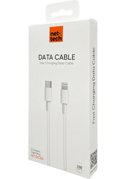 NT-DC50 20W Plastik 200 cm Type-C To Lightning Şarj ve Data Kablosu