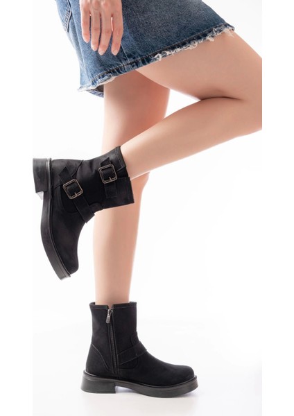 Siyah Süet Toka Aksesuarlı Günlük Kadın Bot fiyatları