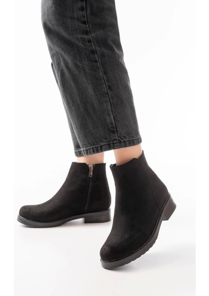 Siyah Süet Fermuarlı Günlük Kadın Bot fiyatları