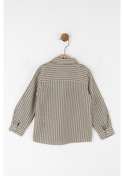 Çizgili Desenli Uzun Kollu Keten Rahat ve Şık Tasarım Erkek Çocuk Gömlek fiyatları
