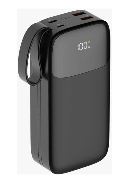 30000 mAh Pd 22.5 W Hızlı Şarj Kendinden Kablolu Type-C & Lightning Powerbank Siyah SW-30PO3